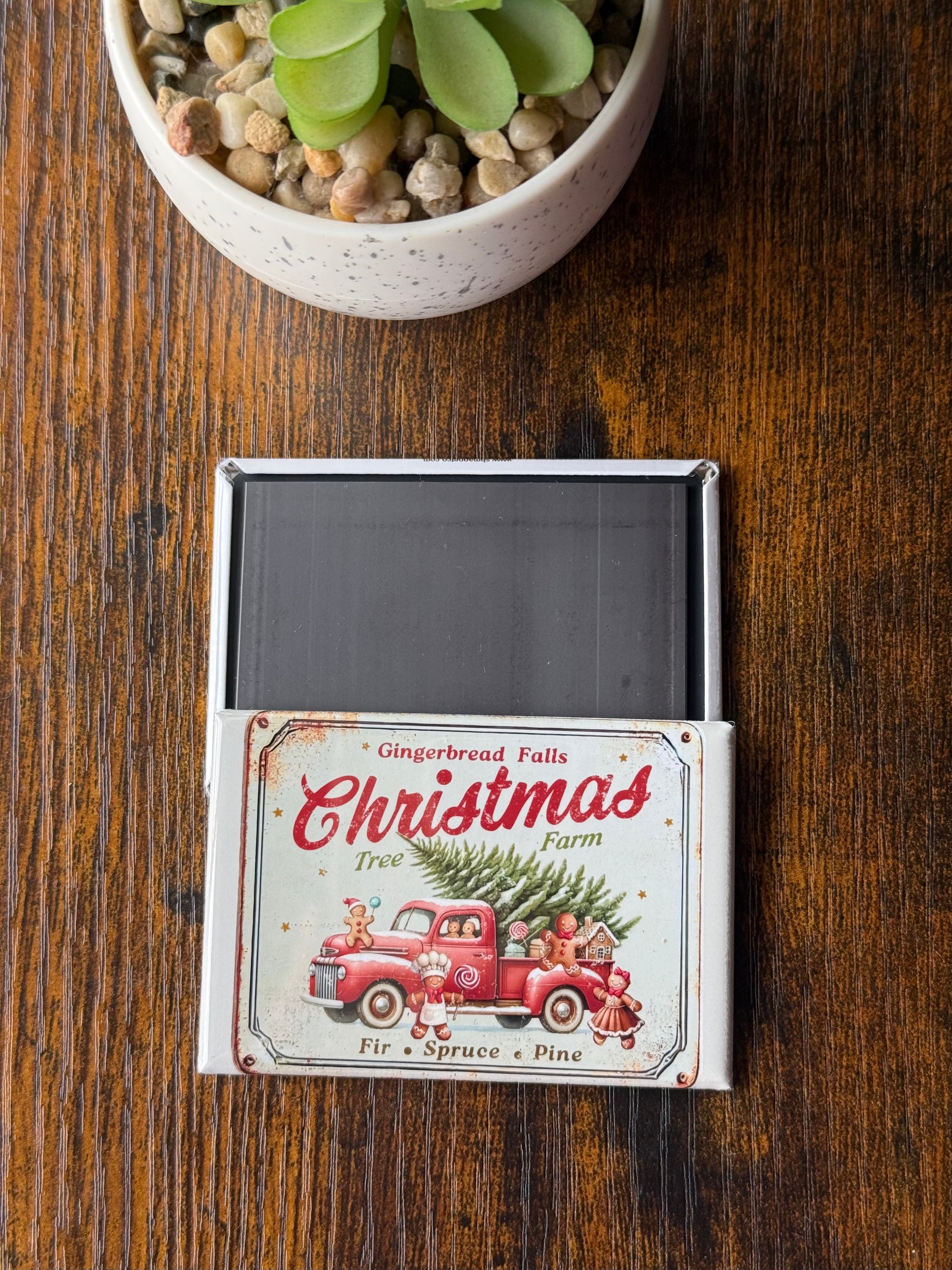 Vintage Christmas Magnet - Red Truck
